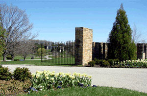 Memorial gardens gate entrance.